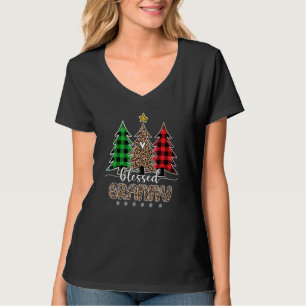 Camiseta Vovó Leopardita Abençoada Árvore de Natal Pinheiro