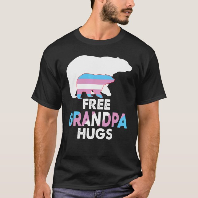 Camiseta Vovô Livre Abraça Transgênero Rainbow Bear Lgbt Pr (Frente)