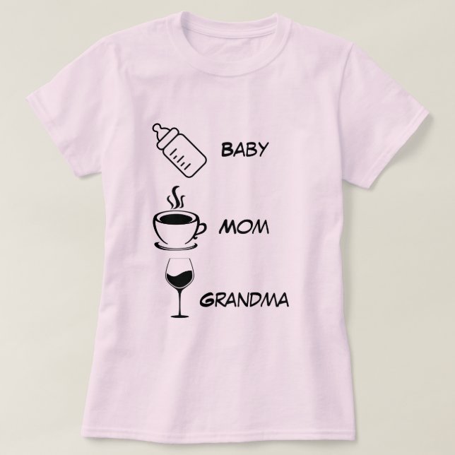 Camiseta Vovó Mãe Bebê Personalizar Nome Bebe Engraçado (Frente do Design)