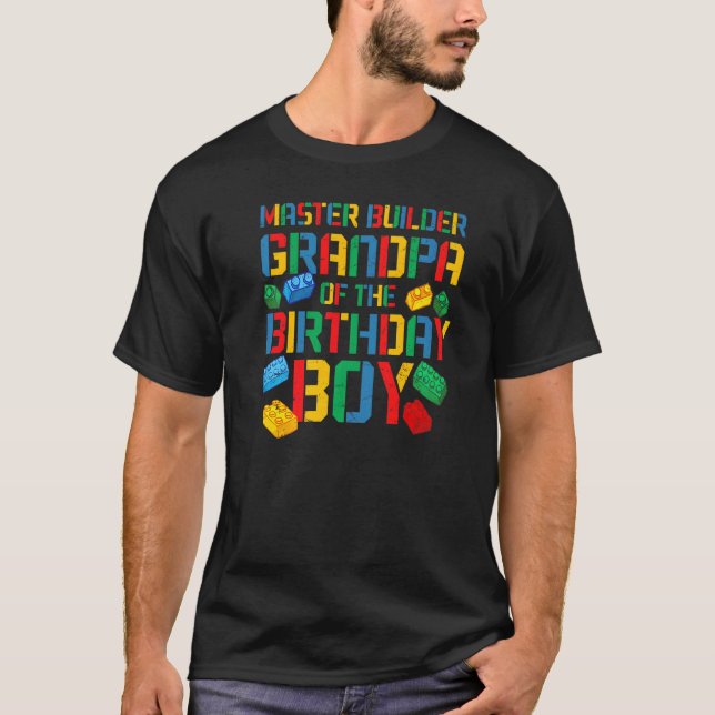 Camiseta Vovô Master Builder Building Bricks Blocks Família (Frente)
