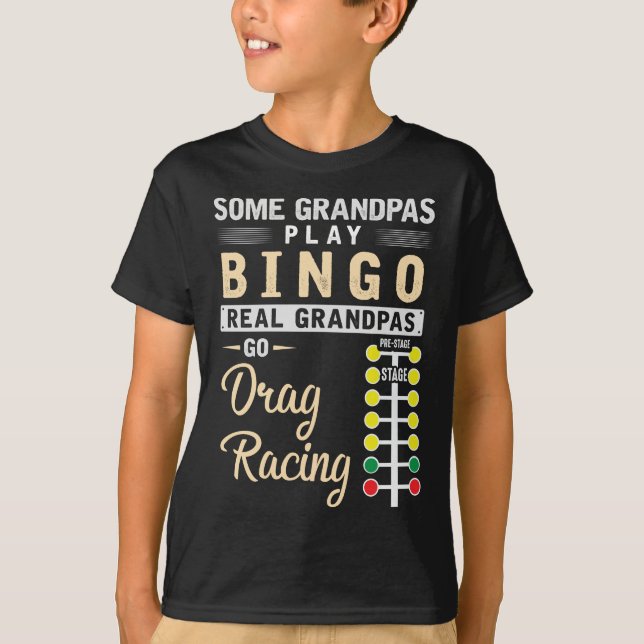 Camiseta Vovô mecânico Dragster mecânico da Corrida de Arra (Frente)