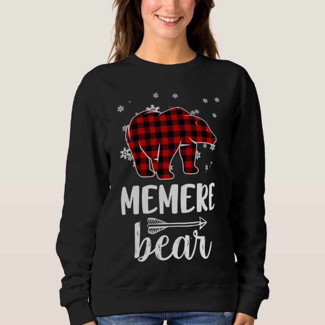Camiseta Vovó Memere Bear Natal Pajama Red Xadrez Buf (Frente)