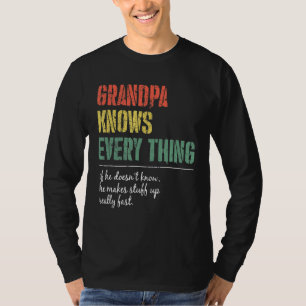 Camiseta Vovô Mens sabe tudo sobre o 60º Dia de os pais