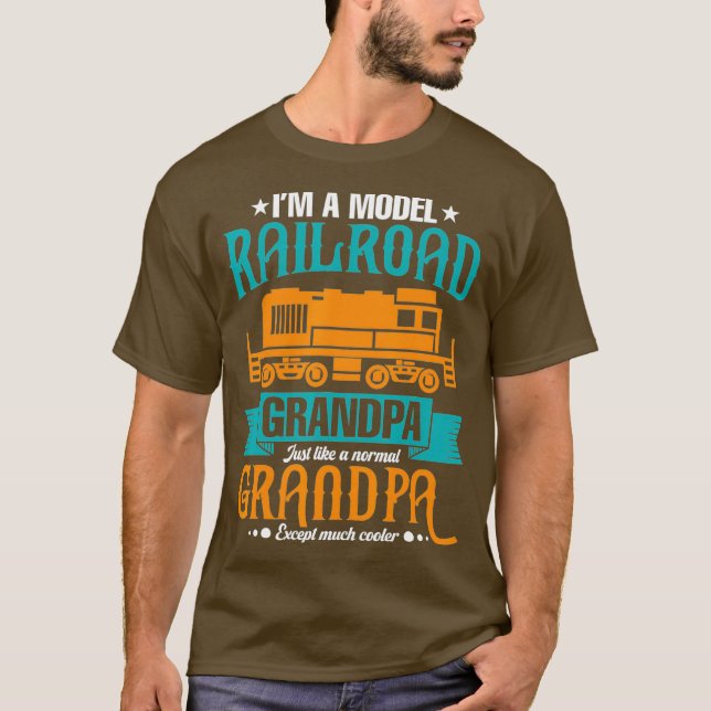 Camiseta Vovô Modelo De Caminho De Ferro Engraçado, Exceto  (Frente)