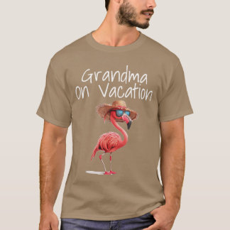 Camiseta Vovó Na Férias Engraçado Flamingo Beach Getaway G