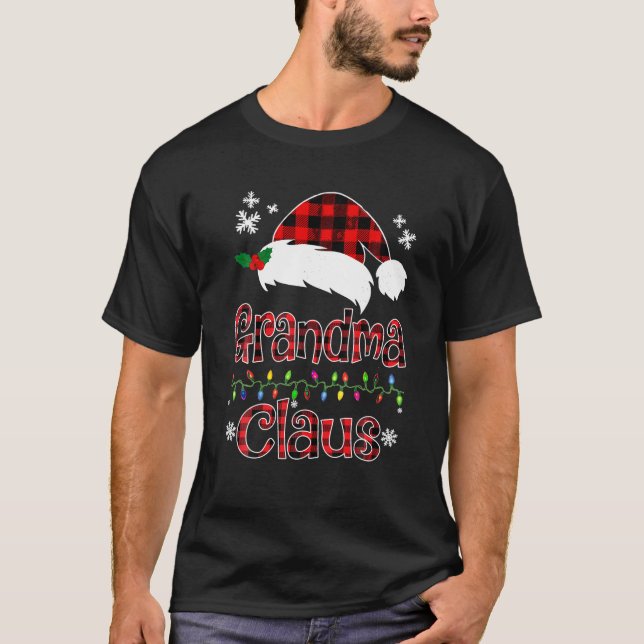 Camiseta Vovó Natal Papai Noel xadrez Vermelha Gran (Frente)