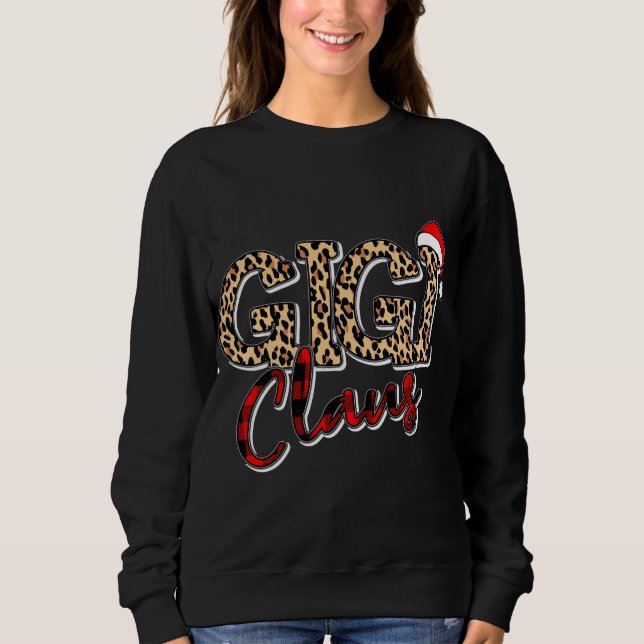 Camiseta Vovó Natal Santa Hat Gigi Claus Leopard Buf (Frente)