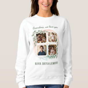Camiseta Vovó nós te amamos 6 Colagem de Fotos Eucalipto
