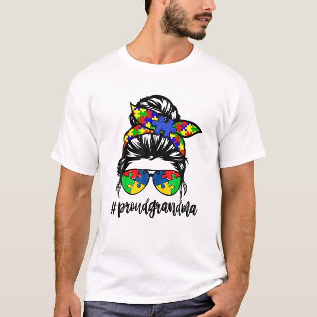 Camiseta Vovó Orgulhosa Autismo Sensibilização Mulheres Arm (Frente)