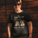Camiseta Vovó Orgulhosa da Camisa-Formando<br><div class="desc">Camiseta de vovó de graduação com um quadro de formandos,  5 fotos de seu neto,  o ditado "vovó orgulhosa do formando",  seu nome,  local de estudo e ano de aula.</div>