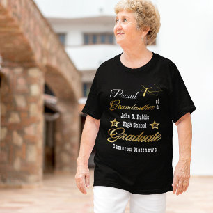 Camiseta Vovó Orgulhosa de Graduação do Nome do Formando