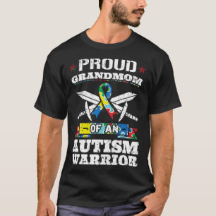 Camiseta Vovó Orgulhosa De Um Guerreiro Autismo Kanner Awar