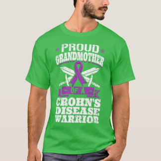 Camiseta Vovó Orgulhosa De Um Guerreiro Da Doença Crohns Em