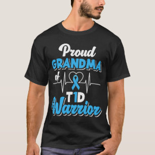Camiseta Vovó Orgulhosa De Um Guerreiro T1D Diabetes Diabét