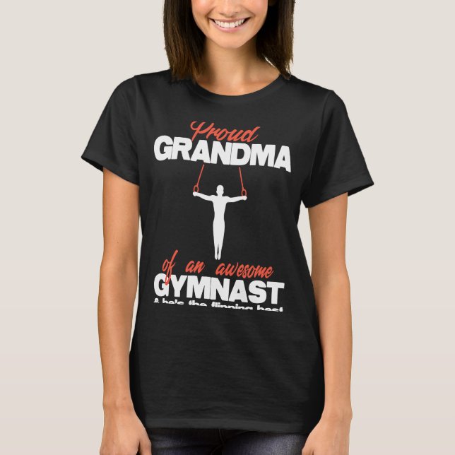 Camiseta Vovó Orgulhosa de um Gymnast Rings Adormecido (Frente)
