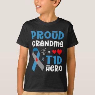Camiseta Vovó Orgulhosa De Um Herói T1D Tipo 1 A Diabetes A