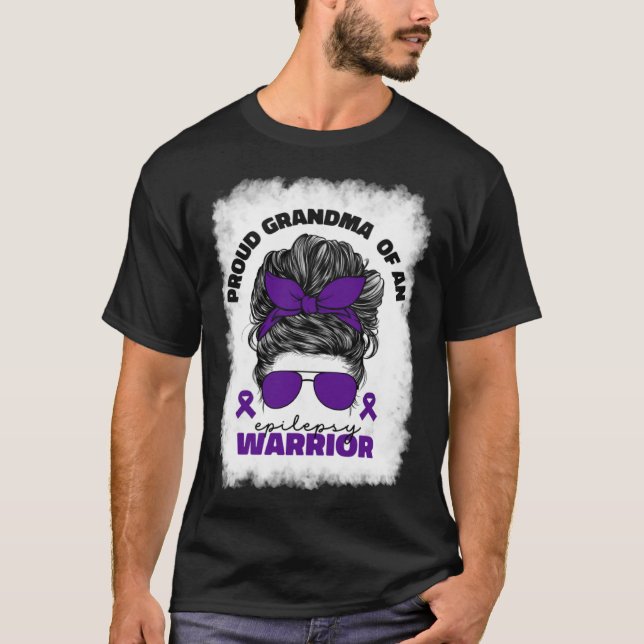 Camiseta Vovó orgulhosa do guerreiro da epilepsia Epilepsy  (Frente)