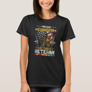 Camiseta Vovó Orgulhosa Do Veterano Vietnã Dos Eua Bandeira