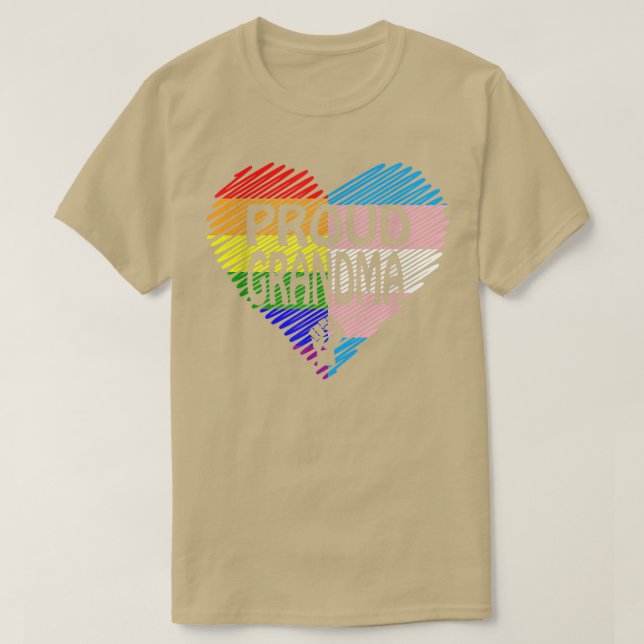 Camiseta Vovó orgulhosa LGBT com arco-íris e transgênero Fl (Frente do Design)