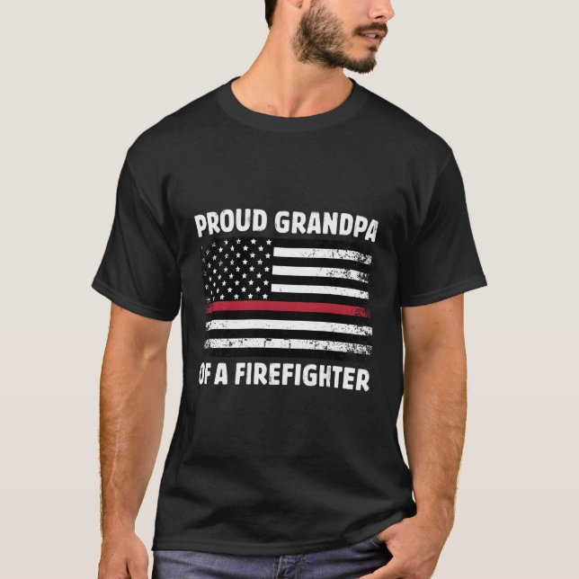 Camiseta Vovô Orgulhoso De Uma Família De Bombeiros Thin Re (Frente)