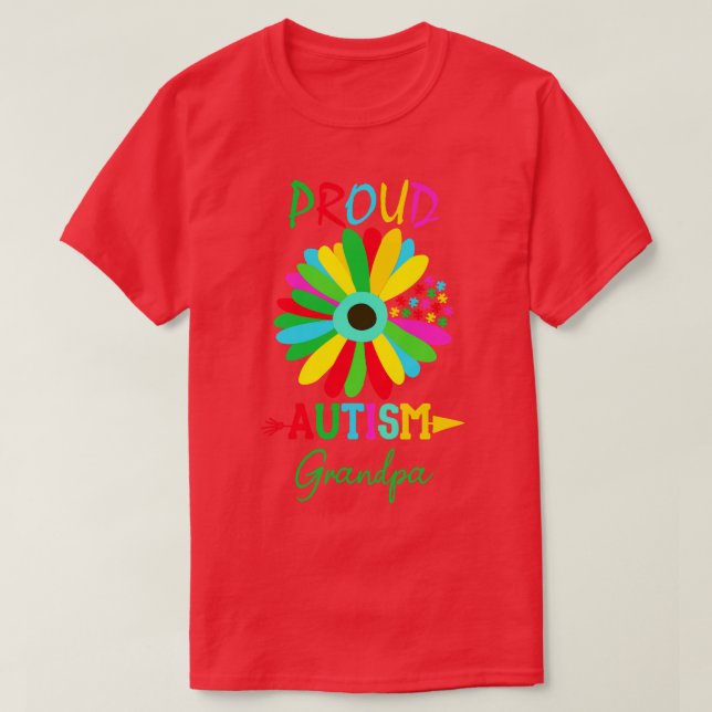 Camiseta vovô orgulhoso do autismo Girassol (Frente do Design)