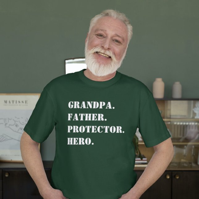 Camiseta Vovô Padre Protetor Hero Texto Dia de os pais (Criador carregado)