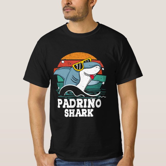 Camiseta Vovô Pai Padrino Tubarão Espanhol Padrino (Frente)