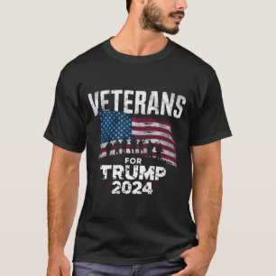 Camiseta Vovô pai Veteranos Para Trump 2024 American Flag