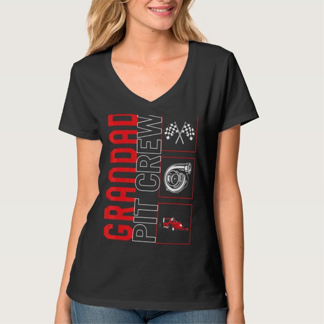 Camiseta Vovô Pit Crew Car Race Driver Racecar (Frente)