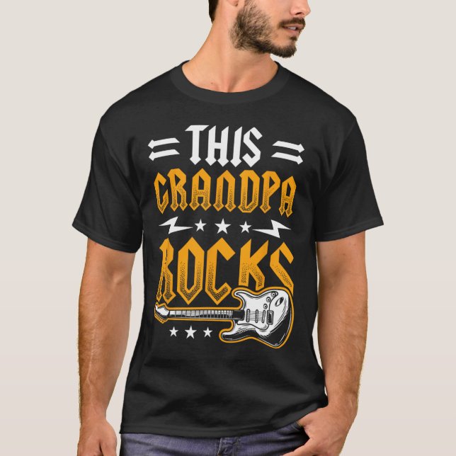 Camiseta Vovô Rocks Pai Guitar (Frente)