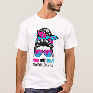 Camiseta Vovó Rosa Ou Azul Te Ama Uma Genda De Cabelo Arro