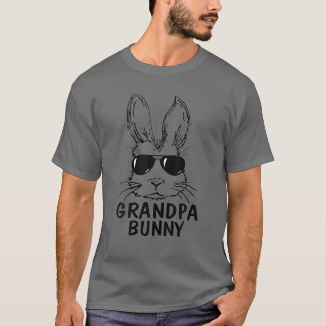 Camiseta Vovô Rosto Coelhinho Com Óculos Solares Páscoa Cor (Frente)