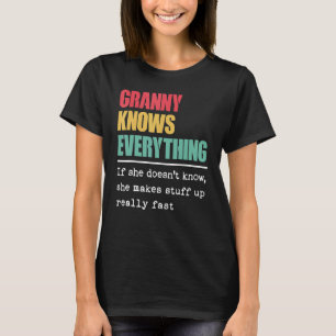 Camiseta Vovó sabe tudo o que é orgulhoso da maior avó do m