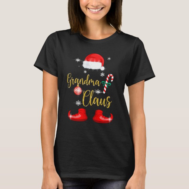 Camiseta Vovó Santa Claus Divertido Famílias Pjs de Natal p (Frente)