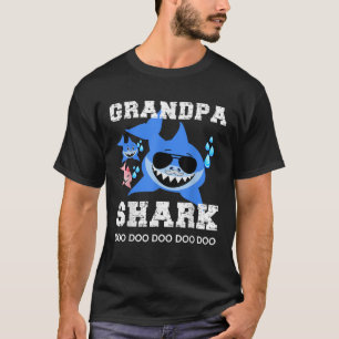 Camiseta Vovô Shark Men Crianças Mulheres Famílias Correspo