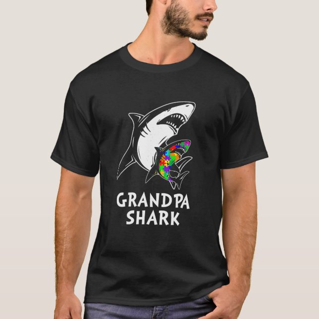 Camiseta Vovô Shark T shirt Autismo Sensibilização (Frente)