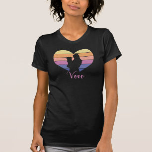 Camiseta Vovo - Silhueta de Coração Retroativa Mãe e Filho