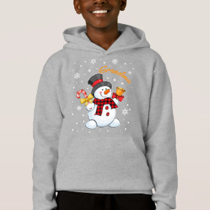 Camiseta Vovó Snowman Candy Cane Xadrez Vermelha de Natal