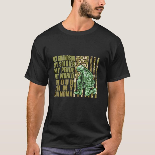 Camiseta Vovó Soldado do Exército Orgulhoso Avô EUA América (Frente)