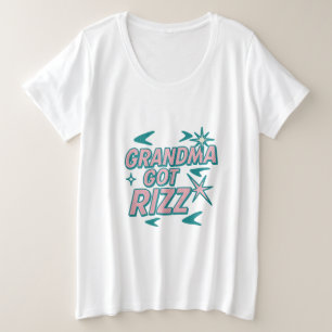 Camiseta Vovó Tem Rizz — Pop Teal‑Rosa Atômico