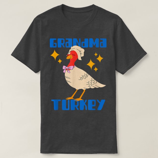 Camiseta Vovó Turquia Feliz Ação de Graças Correspondente à (Frente do Design)