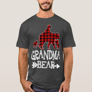 Camiseta Vovó Ursa Três Cubos Xadrez Vermelha Mamãe Natal P