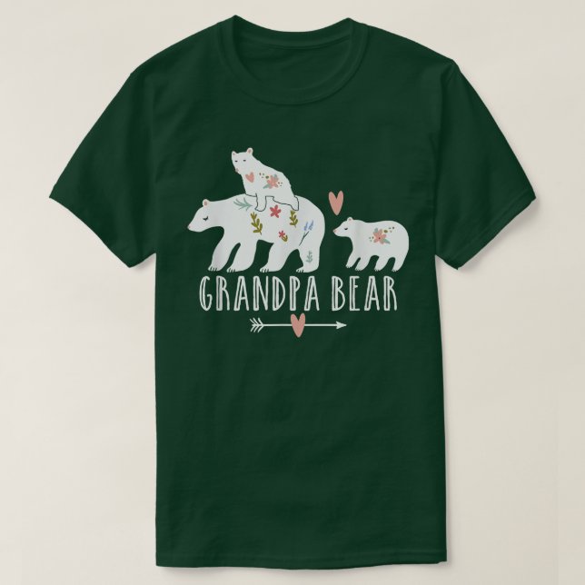 Camiseta Vovô Urso 2 Crianças Gêmeos, Vovô Legal B (Frente do Design)