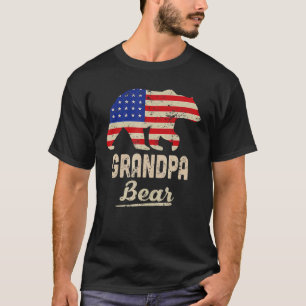 Camiseta Vovô Urso Americano De Bandeira Sofrendo Homens