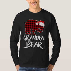 Camiseta Vovô Urso Búfalo Xadrez Vermelho Papai Noel Natal 