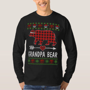 Camiseta Vovô Urso Papai noel Pijama Da Família Xadrez Verm