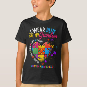 Camiseta Vovó Vovô Eu Uso Azul Pelo Autismo Do Meu Neto