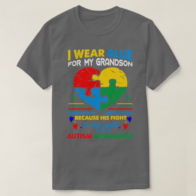 Camiseta Vovó Vovô, Visto Para O Meu Avô Autismo Awar (Frente do Design)