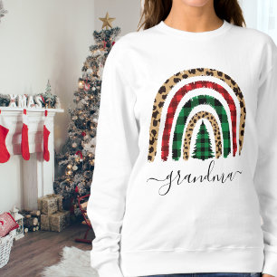 Camiseta Vovó Xadrez e Leopardo Imprime o Arco-Íris