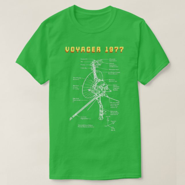 Camiseta Voyager 1977 — Missão de Investigação Espacial (Frente do Design)